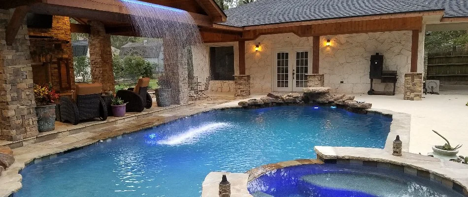 Pool next to a pavilion in Atascocita, TX.