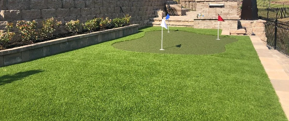 Putting green and a planter bed in Kingwood, TX.